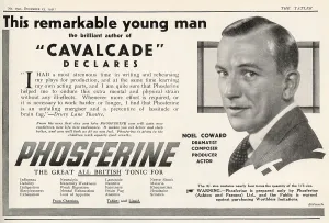 Adverts Prints: Phosferine advert with Noel Coward