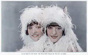 Sisters Prints: Photograph of the dolly sisters in fluffy white costumes for their Pony Trot