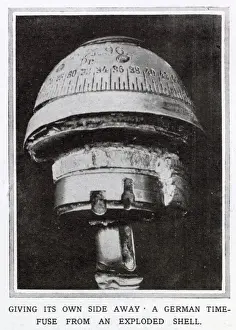 Line Prints: Photograph showing a time-fuse from a German shrapnel-shell which burst over British