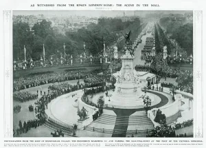 March Prints: Photograph taken from Buckingham Palace, the procession marching to