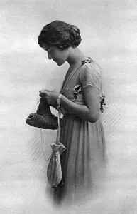 Knitting Prints: Phyllis Dare knitting, WW1