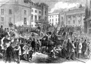 Drawn Prints: Piccadilly Circus on the morning of Derby Day, 1866