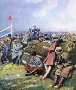 Course Prints: Picknickers at the fences at Aintree - Grand National