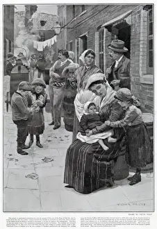 Homes Prints: Picturesque illustration of an Italian Community living off Leather Lane in London