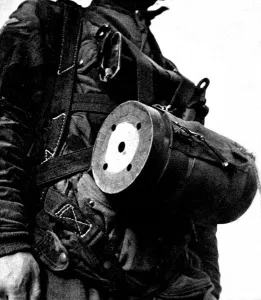 Operations Prints: Pigeon Container on a British Paratrooper, Second World War
