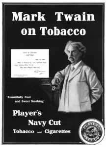 Mark Prints: Players cigarettes advertisement featuring Mark Twain
