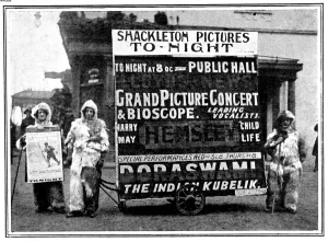 Antarctic Prints: Polar Sandwich-men advertising a screening of Shackleton Pol