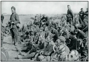 Forces Prints: Polish troops practicing wearing gas masks, September 1939