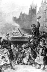 Drawn Prints: Poor children on Westminster Bridge