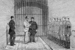 Prints of The reception of new prisoners at Portsmouth Prison. Date: 1873 February Prints: PORTSMOUTH PRISONERS