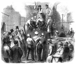 United Prints: Preparing a giant plum pudding at Marylebone Workhouse, Lond
