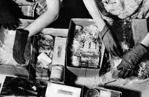 2004 Prints: Preparing Red Cross food parcels
