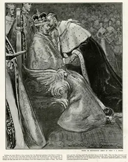 Ceremonial Prints: Prince George giving homage to King Edward at coronation