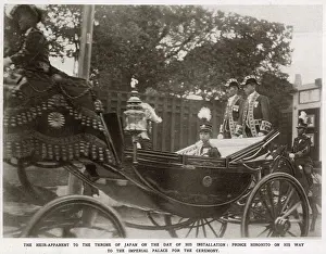 Death Prints: Prince Hirohito (1901 - 1989), in his carriage on the way to be formally installed as Heir to the Throne