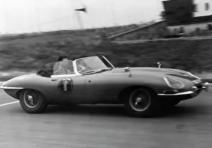 Brands Prints: Prince Michael of Kent driving an E-type Jaguar at Brands Ha