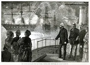 Tour Prints: Prince of Wales on board May Frere, viewing Bombay fireworks