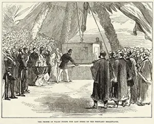 Edward Prints: The Prince of Wales (later King Edward VII) fixing the last stone of the Portland Harbour Breakwater