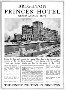 Princes Prints: Princes Hotel, Brighton, advertisement WW1