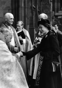 1952 Prints: Princess Elizabeth distributes Maundy money, 1952