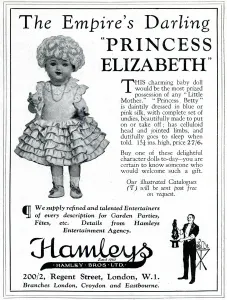 Store Prints: Princess Elizabeth doll, Hamleys advertisement 1929