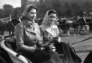 Pastimes Prints: Princess Elizabeth and Margaret in driving class at Windsor