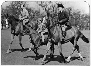 Ponies Prints: Princess Elizabeth riding with Duke of Gloucester & Mr Owen