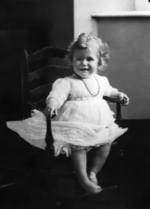 Months Prints: Princess Elizabeth of York sits in a high chair