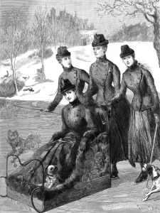 Lake Prints: Princess of Wales sledging at Sandringham with her daughters