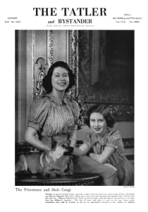 Corgi Prints: Princesses Elizabeth and Margaret with a corgi, 1941
