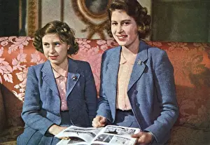 Queen Elizabeth II Prints: Princesses Elizabeth and Margaret, ILN centenary sitting