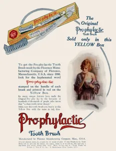 Pyjamas Prints: Pro-phy-lac-tic Tooth Brush Advertisement