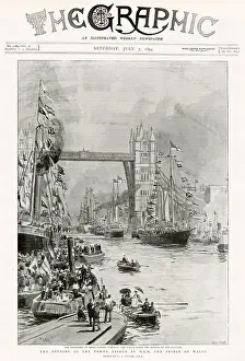 Opens Prints: Procession of boats on the River Thames