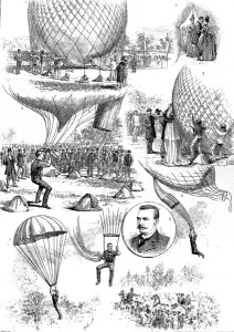 Professor Prints: Professor Baldwin Ballooning and Parachuting, 1888