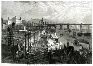 Improvements Prints: Progress on Thames Embankment 1865