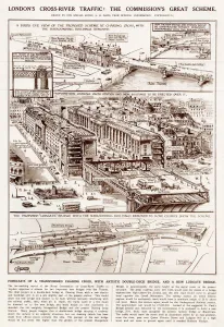 Twenties Prints: Proposals for Charing Cross Bridge by G. H. Davis 1926