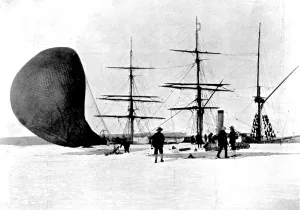 Feet Prints: PRS Discovery and hydrogen balloon, Antarctic, 1902