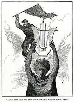 Flag Prints: Pulling down the Red Flag, Grand Opera House; Paris Commune