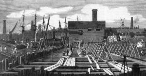 1861 Prints: The pumping station at Deptford Creek, 1861
