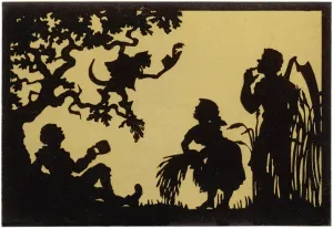 1959 Prints: Puss in Boots talks to reapers mowing a meadow