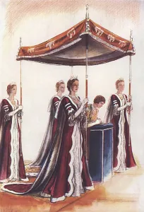 Bearers Prints: The Queen and her canopy bearers