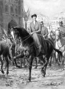 Elisabeth Prints: Queen Elisabeth of Belgium on horseback