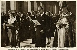 Street Prints: Queen Elizabeth II and the Duke of Edinburgh with the Bishop of London (right