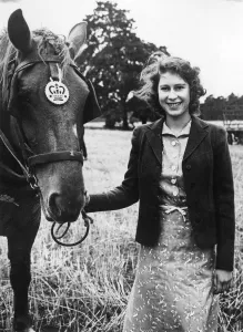 Queen Elizabeth II Prints: Queen Elizabeth II with horse at Sandringham