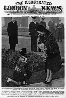 Airport Prints: Queen Elizabeth II receiving flowers from a Ghanaian girl