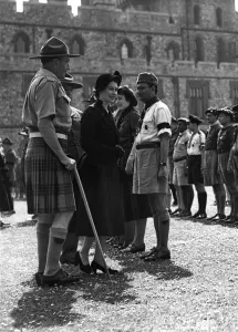 1952 Prints: Queen Elizabeth and scouts, 1952