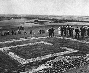 1952 Prints: Queen Elizabeth walking on the summit of Maiden Castle, 1952