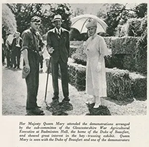 Wwii Prints: Queen Mary attending demonstrations organised by the Gloucestershire War Agricultural Executive at Badminton Hall