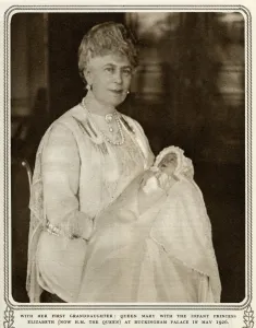 Consort Prints: Queen Mary with baby granddaughter Princess Elizabeth