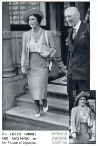 Mask Prints: The Queen pictured with her gas mask, September 1939