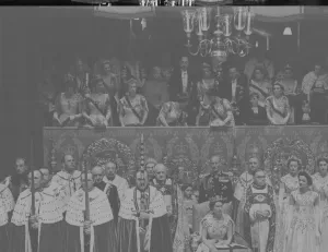 Pageantry Prints: Queen sits in Chair of Estate, Coronation 1953